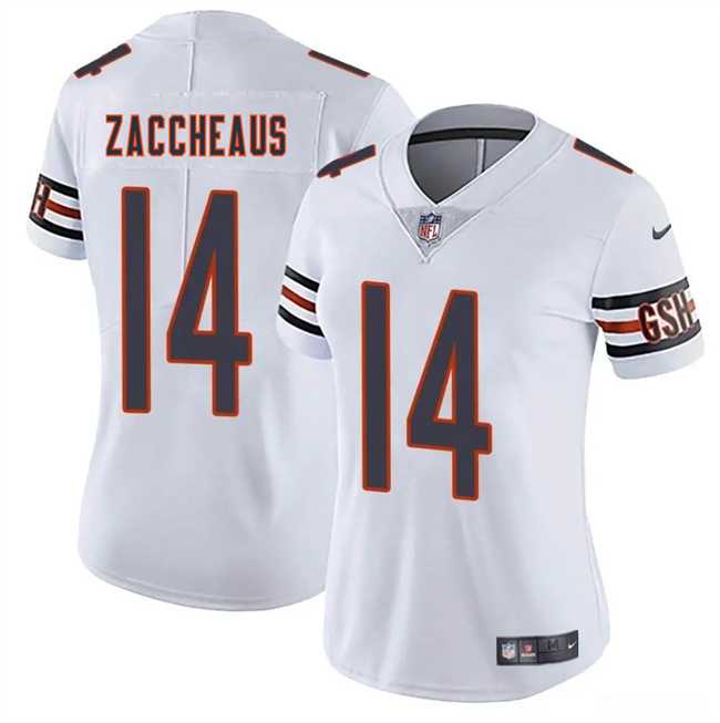 Womens Chicago Bears #14 Olamide Zaccheaus White 2025 Vapor Stitched Jersey Dzhi